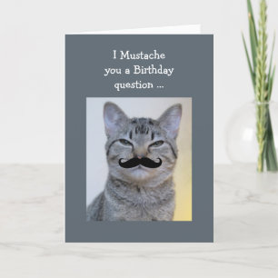 Funny Mustache Vraag Birthday Cat Kaart