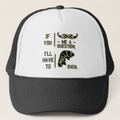 Funny Mustache Vraag Mullet Joke Pun Trucker Pet (Voorkant)