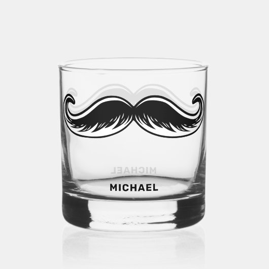 Funny Mustache Whisky Glas (Voorkant)