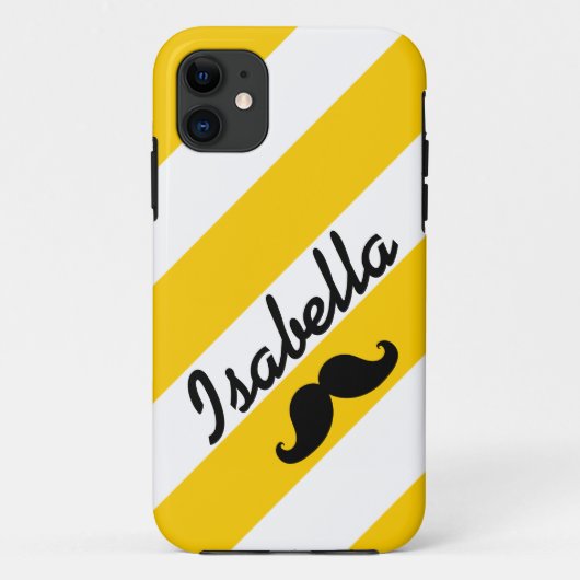 FUNNY MUSTACHE YELLOW STRIPES Case-Mate iPhone CASE (Achterkant)