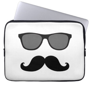 Funny Mustache, zwarte zonnebril laptophoes Laptop Sleeve