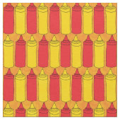 Funny Mustard en Ketchup Food Pattern Stof (Close Up)