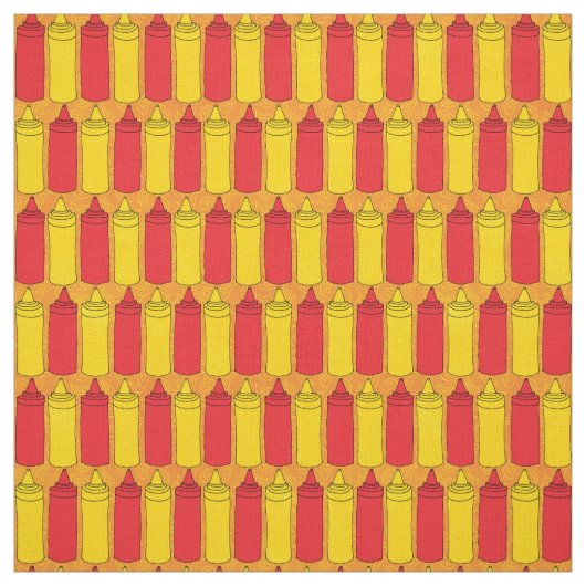Funny Mustard en Ketchup Food Pattern Stof (Swatch)