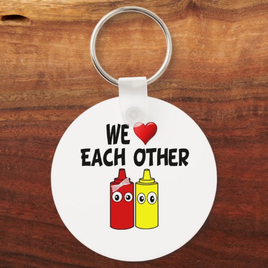 Funny Mustard Ketchup Couple Sleutelhanger (Voorkant)