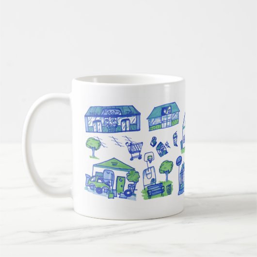 Funny My Boring Suburban Town Art Design Koffiemok (Links)