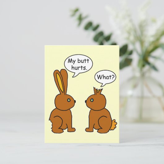 Funny My Butt Hurts Bunnies Briefkaart (Staand voorkant)