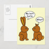 Funny My Butt Hurts Bunnies Briefkaart (Voorkant / Achterkant)