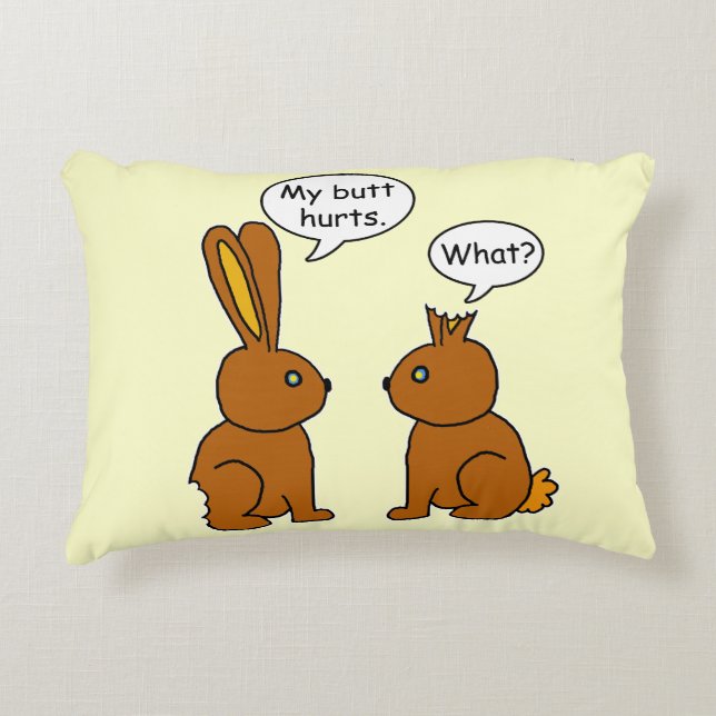 Funny My Butt Hurts Bunnies Decoratief Kussen (Voorkant)