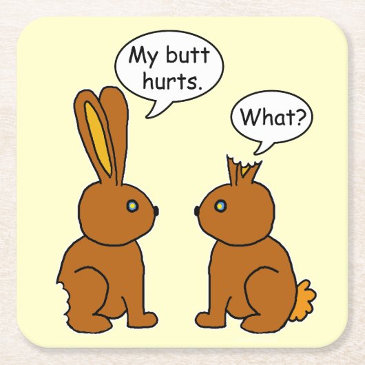 Funny My Butt Hurts Bunnies Kartonnen Onderzetters (Voorkant)