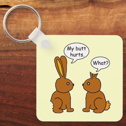 Funny My Butt Hurts Bunnies Sleutelhanger (Voorkant)