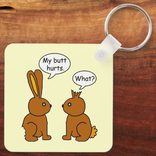 Funny My Butt Hurts Bunnies Sleutelhanger (Achterkant)
