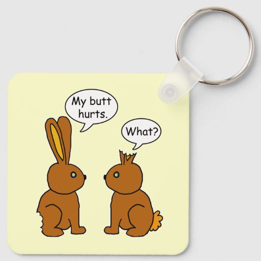 Funny My Butt Hurts Bunnies Sleutelhanger (Achterkant)