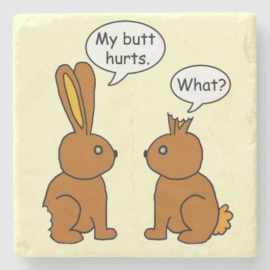 Funny My Butt Hurts Bunnies Stenen Onderzetter (Voorkant)