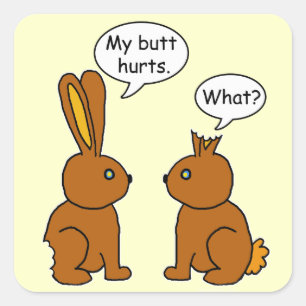 Funny My Butt Hurts Bunnies Vierkante Sticker
