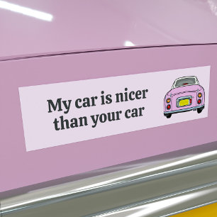Funny My Car is een mooie roze Figaro Bumpersticke Bumpersticker