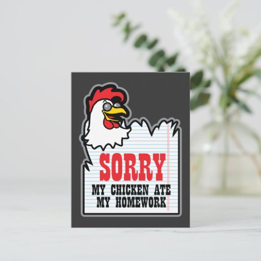 Funny My Chicken Ate My Homework Kinder Teacher Briefkaart (Staand voorkant)