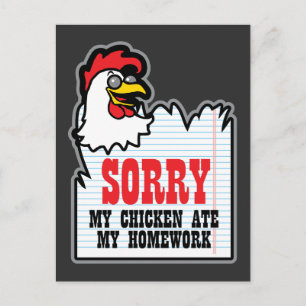 Funny My Chicken Ate My Homework Kinder Teacher Briefkaart