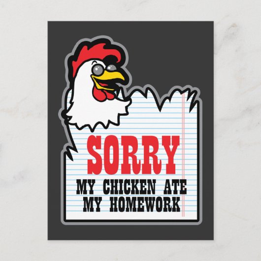 Funny My Chicken Ate My Homework Kinder Teacher Briefkaart (Voorkant)
