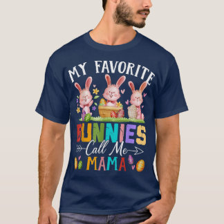 Funny My Favorite Bunnies noemen me mama Family Ea T-shirt