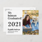 Funny My Human Graduated Dog Class of 2021 Photo Aankondigingskaart (Voorkant / Achterkant)