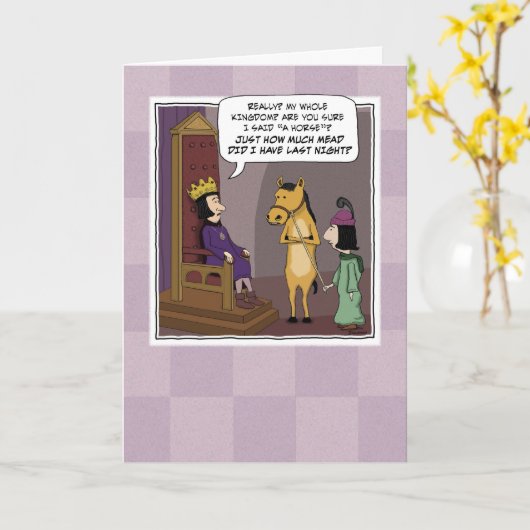 Funny My Kingdom for a Horse Birthday Kaart (Gele Bloem)