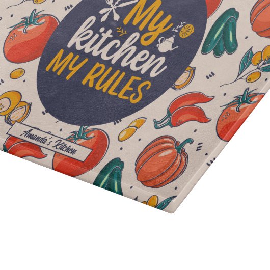 Funny My Kitchen My Rules Vegetable Food Pattern Snijplank (Hoek)
