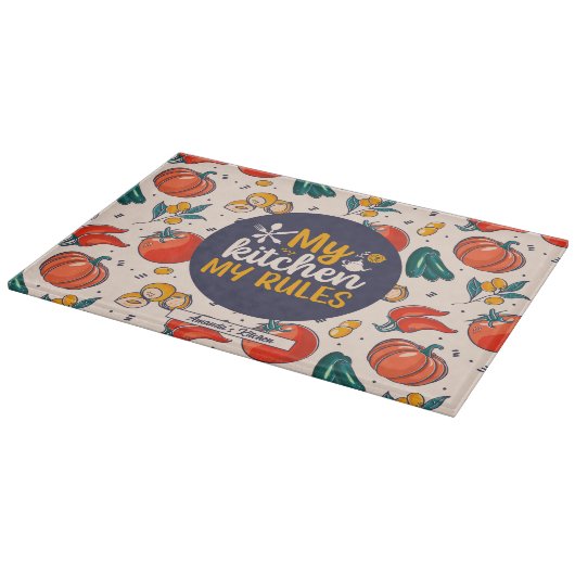 Funny My Kitchen My Rules Vegetable Food Pattern Snijplank (Hoek)