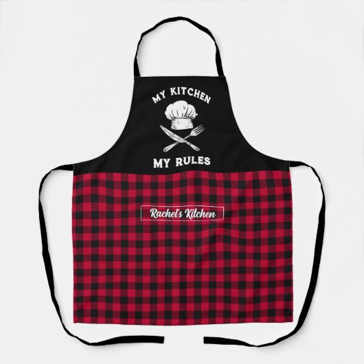 Funny My Kitchen, Red Black Pset Pattern Schort (Voorkant)