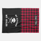 Funny My Kitchen, Red Black Pset Pattern Theedoek (Horizontaal)