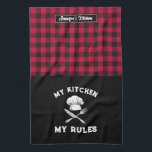 Funny My Kitchen, Red Black Pset Pattern Theedoek<br><div class="desc">Grappig en cool keukenhanddoek om het koken leuker te maken. Gepersonaliseerd geschenk voor familie en vrienden die graag koken, bakken en een nieuw recept proberen in de keuken. Pas de formulering aan zodat deze bij uw gelegenheid past. U kunt het Hulpmiddel van het Ontwerp gebruiken om het doopvonttype, de doopvontkleur...</div>