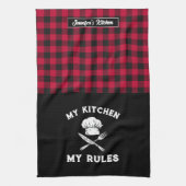 Funny My Kitchen, Red Black Pset Pattern Theedoek (Verticaal)