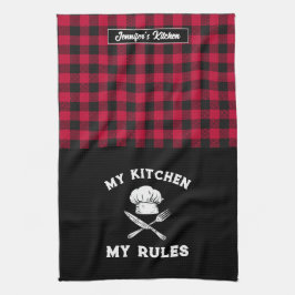 Funny My Kitchen, Red Black Pset Pattern Theedoek