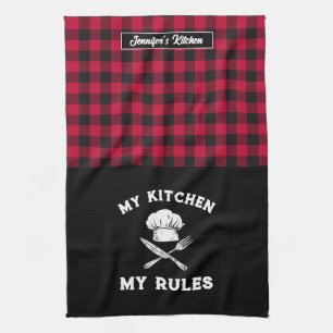 Funny My Kitchen, Red Black Pset Pattern Theedoek
