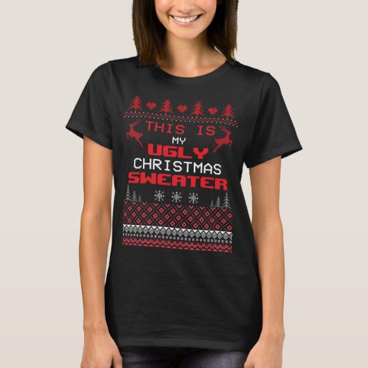 Funny My Ugly KerstSweater Quote T-Shirt (Voorkant)