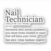 Funny Nail Tech Definition, Nail Technicia cadeaut Sticker (Voorkant)