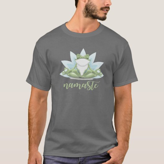 Funny Namaste Yoga Poses Frog Buddha Flower Symbol T-shirt (Voorkant)