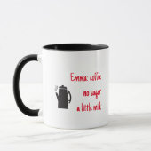 Funny name en instructies voor koffie mok (Links)