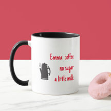 Funny name en instructies voor koffie