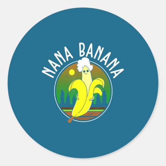 Funny Nana Banana  Ronde Sticker (Voorkant)