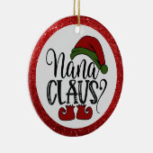 Funny Nana Claus Gezegde Red Glitter Santa Hat Keramisch Ornament (Rechts)