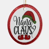 Funny Nana Claus Gezegde Red Glitter Santa Hat Keramisch Ornament (Links)