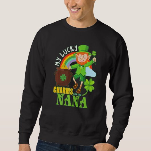 Funny Nana Paddy Day St Patricks Lucky Charms Call Trui (Voorkant)