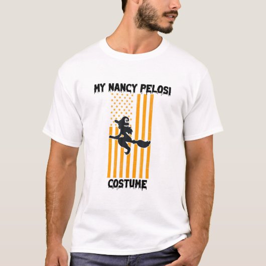 Funny Nancy Pelosi Costume Flying hech Flag Hallo T-shirt (Voorkant)
