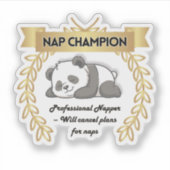 Funny Nap Champion Panda Sticker (Voorkant)