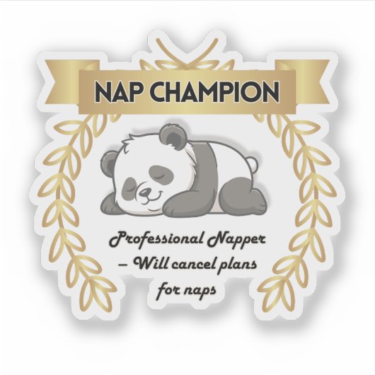 Funny Nap Champion Panda Sticker (Voorkant)