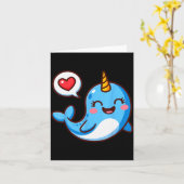 Funny Narwhal Art For Men Women Kids Narwhal Lover Kaart (Gele Bloem)