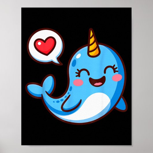 Funny Narwhal Art For Men Women Kids Narwhal Lover Poster (Voorkant)