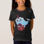 Funny Narwhal met boekenShirt - voor kinderen T-shirt (Voorkant)