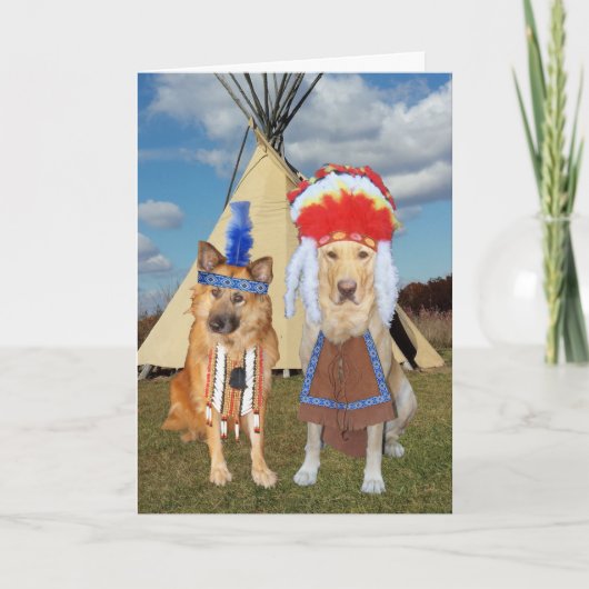 Funny Native American Dogs Jubileum of Valentin Feestdagen Kaart (Voorkant)