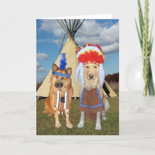 Funny Native American Dogs Jubileum of Valentin Feestdagen Kaart